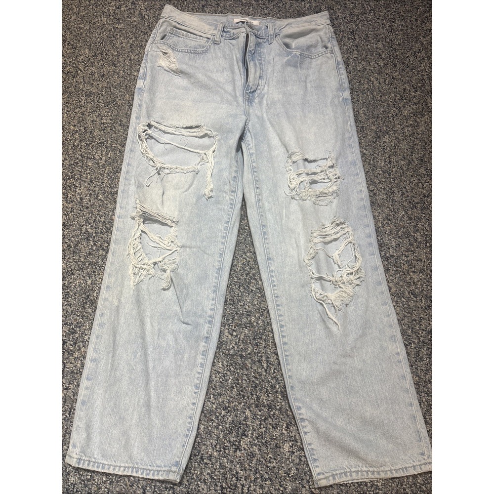 Willow Root Jeans 31 X 27 The Dad Jean Light Wash Denim Distressed Mom Baggy EUC